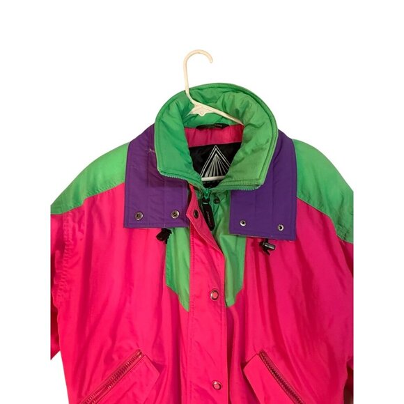 Vintage Cima Womens Ski coat jacket Colorblock Pink Green Purple Size 12 - Picture 3 of 8